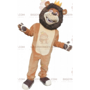 BIGGYMONKEY™ Costume da mascotte Nero Beige e Leone bianco con