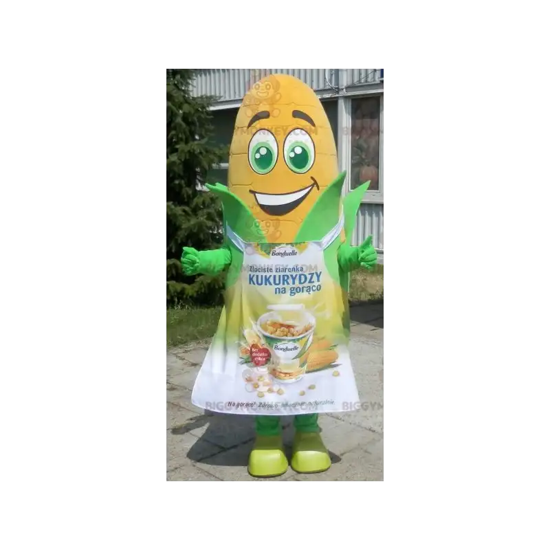 Riesiger Maiskolben BIGGYMONKEY™ Maskottchenkostüm mit Schürze Riesiger Maiskolben BIGGYMONKEY™ Maskottchenkostüm mit Schürze