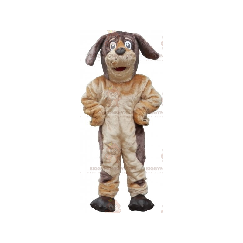 Costume de mascotte BIGGYMONKEY™ de chien marron et beige doux Costume de mascotte BIGGYMONKEY™ de chien marron et beige doux