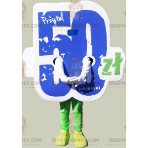 Blue White Green Number 50 BIGGYMONKEY™ Mascot Costume -
