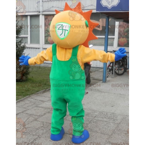 Sun BIGGYMONKEY™ Maskottchenkostüm in grünem Overall -