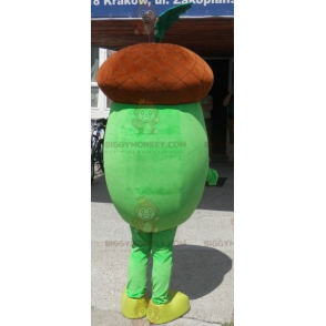 Kæmpe brunt og grønt agern BIGGYMONKEY™ maskotkostume. Acorn kostume - Vegetabilske maskot - BIGGYMONKEY_07026 - BiggyMonkey.com