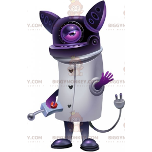 BIGGYMONKEY™ Futuristisk Robot Purple Cat Mascot Kostume -