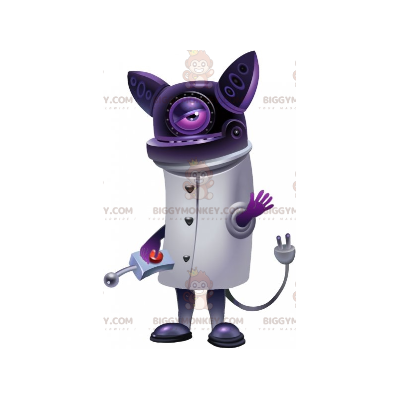 BIGGYMONKEY™ Costume da mascotte gatto viola robot futuristico BIGGYMONKEY™ Costume da mascotte gatto viola robot futuristico