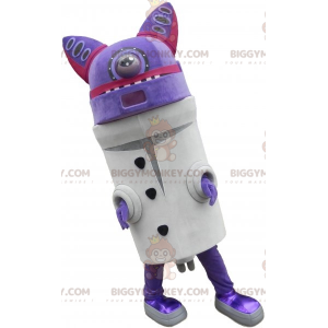 BIGGYMONKEY™ Futuristisk Robot Purple Cat Mascot Kostume -