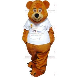 Ruskea Teddy BIGGYMONKEY™ maskottiasu valkoiseen -