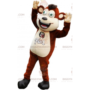 Costume de mascotte BIGGYMONKEY™ de singe marron et blanc aux