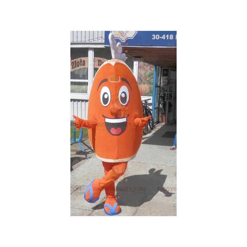 Traje de mascote BIGGYMONKEY™ de cunha laranja. Traje de Traje de mascote BIGGYMONKEY™ de cunha laranja. Traje de