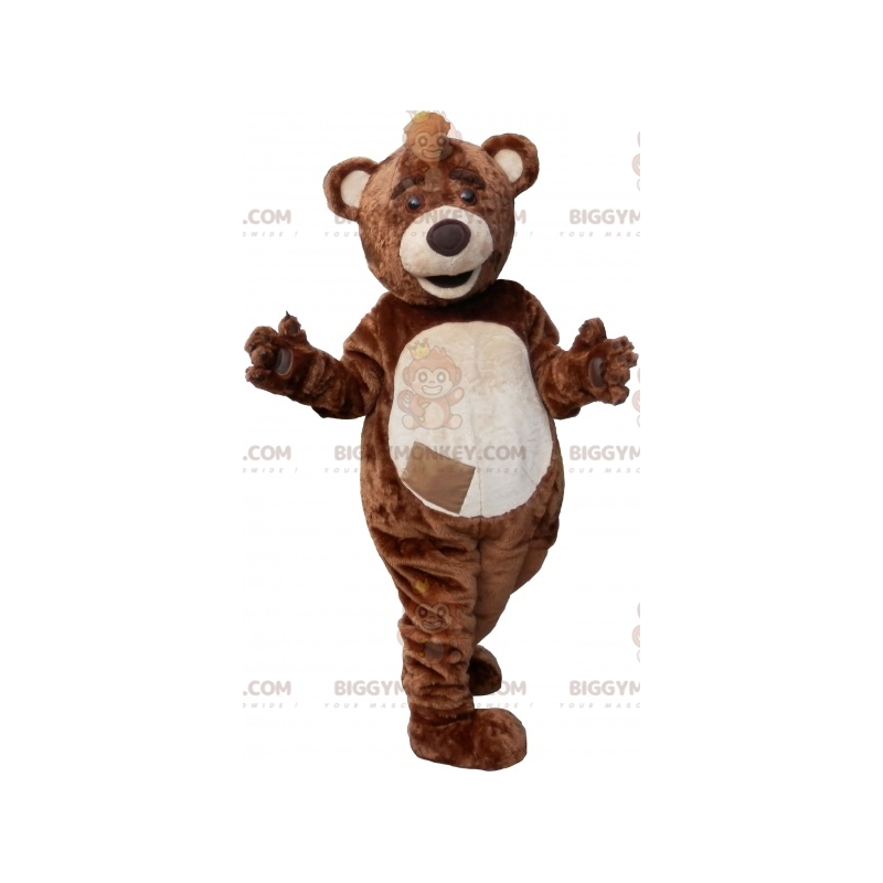 Brown and White Teddy BIGGYMONKEY™ Mascot Costume with Crest – Brown and White Teddy BIGGYMONKEY™ Mascot Costume with Crest –