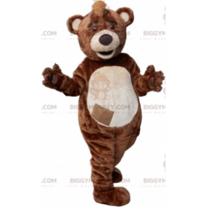 Καφέ και Λευκή Στολή μασκότ Teddy BIGGYMONKEY™ με λοφίο -