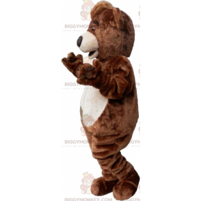Καφέ και Λευκή Στολή μασκότ Teddy BIGGYMONKEY™ με λοφίο -