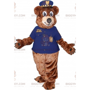 BIGGYMONKEY™ Maskotdräkt Brun Teddy i polisuniform -