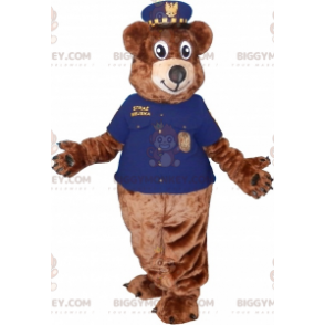 BIGGYMONKEY™ Maskottchenkostüm Brauner Teddy in Polizeiuniform