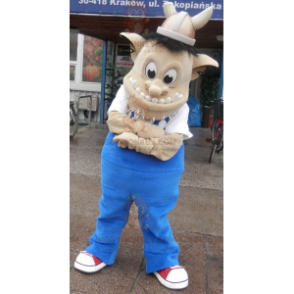 Troll BIGGYMONKEY™ Mascot Costume with Viking Helmet. Creature