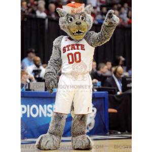 BIGGYMONKEY™ Mascot Costume Gray Wolf In Sportswear –
