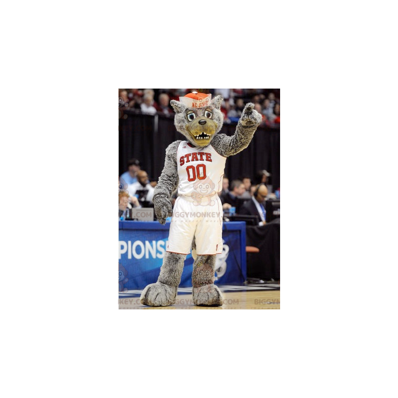 BIGGYMONKEY™ Mascot Costume Gray Wolf In Sportswear - BIGGYMONKEY™ Mascot Costume Gray Wolf In Sportswear -