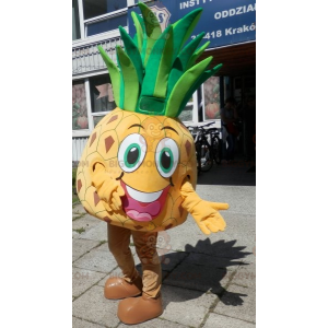 BIGGYMONKEY™ maskotdräkt av gigantisk gul och grön ananas.