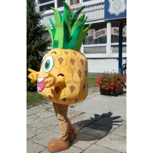 Costume de mascotte BIGGYMONKEY™ d'ananas jaune et vert géant.