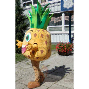 BIGGYMONKEY™ maskotdräkt av gigantisk gul och grön ananas.