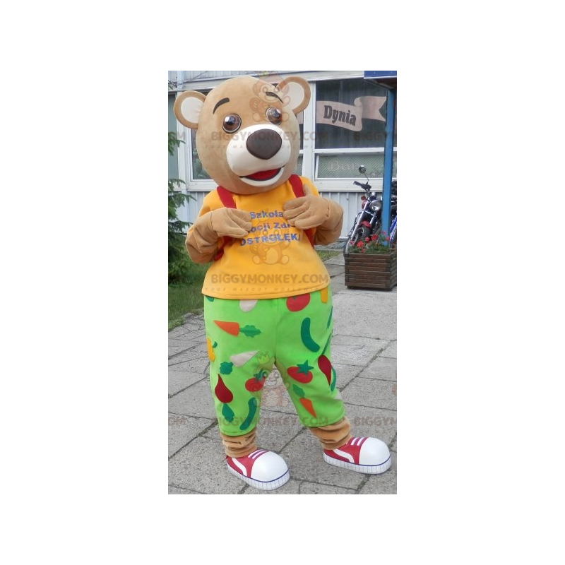 Kostium maskotki Miś BIGGYMONKEY™ w zielono-żółtym stroju. Kostium maskotki Miś BIGGYMONKEY™ w zielono-żółtym stroju.