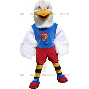Στολή μασκότ White Eagle BIGGYMONKEY™ σε πολύχρωμα αθλητικά ρούχα - Μασκότ πουλιών - BIGGYMONKEY_07042 - BiggyMonkey.com