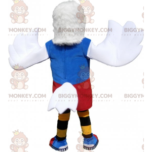 White Eagle BIGGYMONKEY™ maskotkostume i farverigt sportstøj -