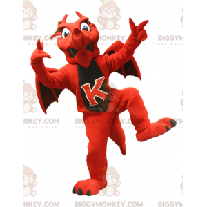 Costume da mascotte drago rosso e nero BIGGYMONKEY™ -