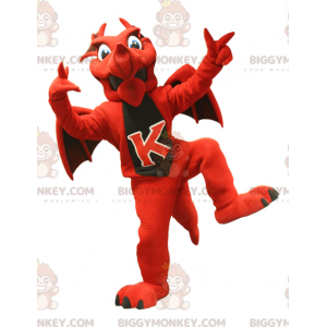Costume de mascotte BIGGYMONKEY™ de dragon rouge et noir -