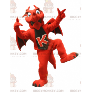 Röd och svart drake BIGGYMONKEY™ maskotdräkt - Dragon maskot - BIGGYMONKEY_0856 - BiggyMonkey.com