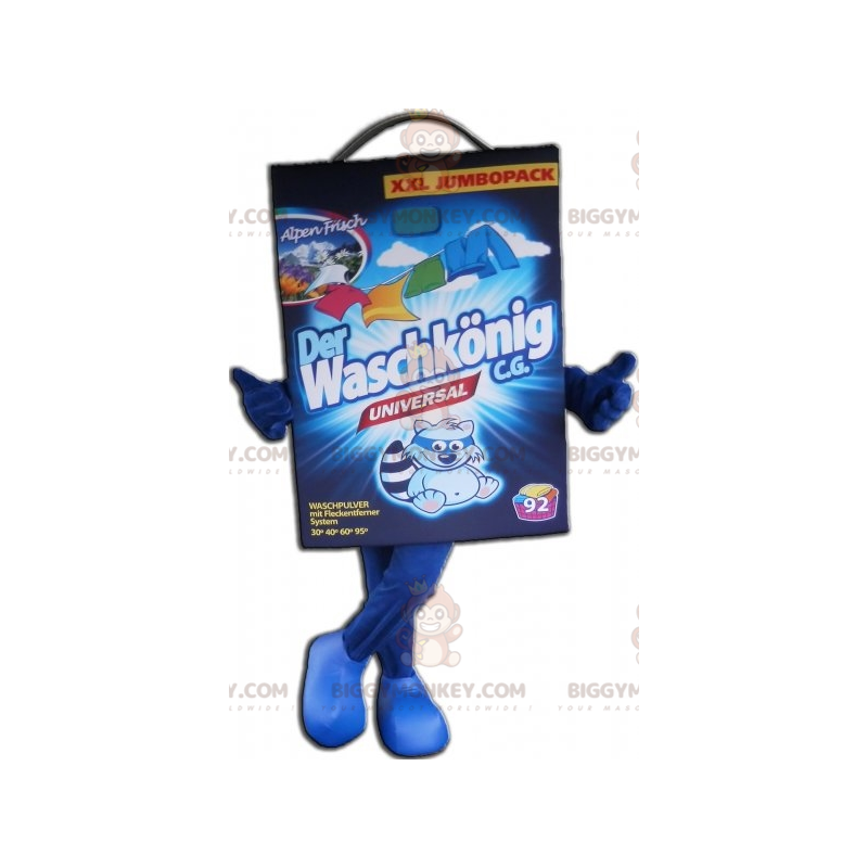 Costume de mascotte BIGGYMONKEY™ de lessive de carton bleu de Costume de mascotte BIGGYMONKEY™ de lessive de carton bleu de