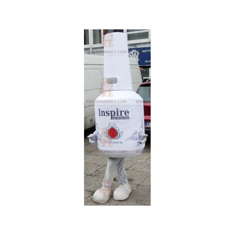 Kæmpe hvid neglelak BIGGYMONKEY™ maskotkostume. Blanco Kæmpe hvid neglelak BIGGYMONKEY™ maskotkostume. Blanco