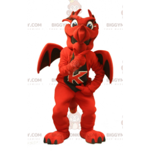 Röd och svart drake BIGGYMONKEY™ maskotdräkt - Dragon maskot - BIGGYMONKEY_0856 - BiggyMonkey.com