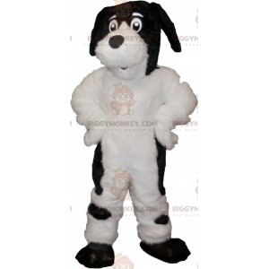 Cute Furry White and Black Dog BIGGYMONKEY™ Mascot Costume -