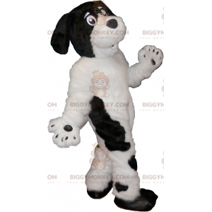 Sød lodnet hvid og sort hund BIGGYMONKEY™ maskotkostume -