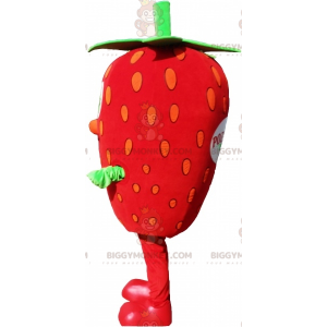 Riesen-Erdbeer-BIGGYMONKEY™-Maskottchen-Kostüm. Rote und grüne