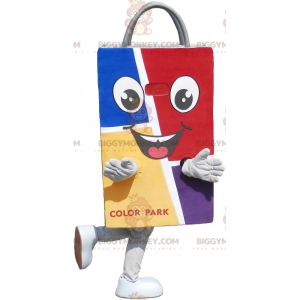 Bunte Papiertüte BIGGYMONKEY™ Maskottchenkostüm. Einkaufstasche