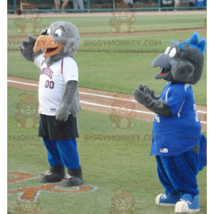 2 BIGGYMONKEY's grijze Bird Eagles-mascotte in sportkleding -