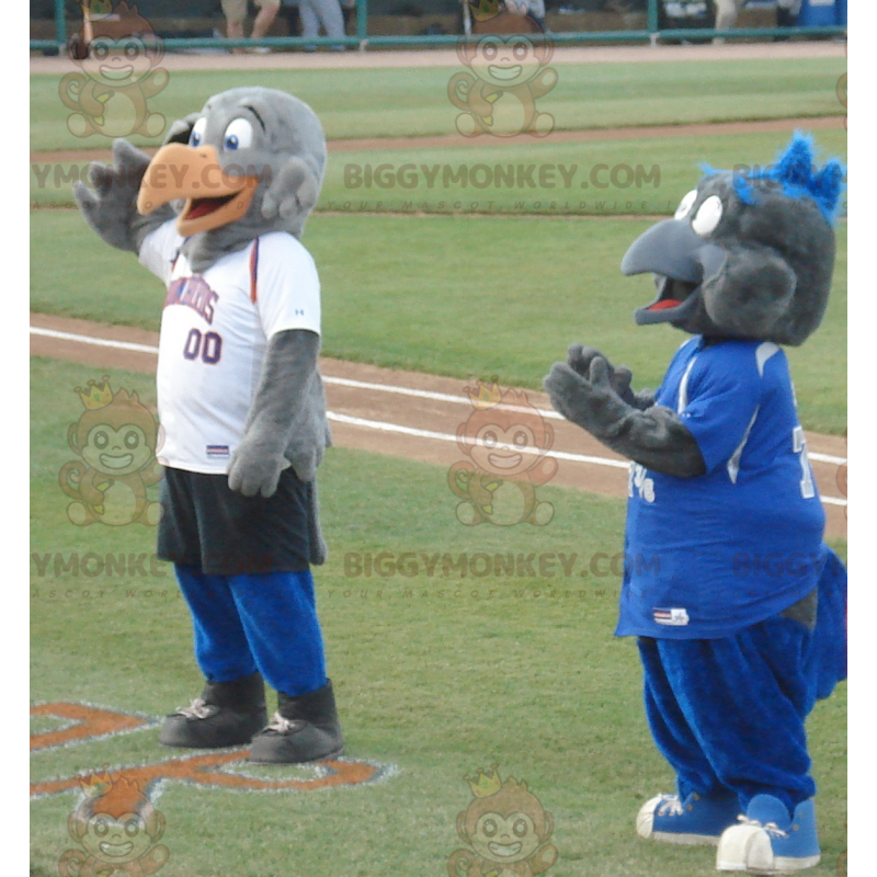 2 BIGGYMONKEY™s Gray Bird Eagles Mascot In Sportswear -