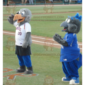 2 BIGGYMONKEY™s Grey Bird Eagles-maskot i sportsklær - Fuglemaskot - BIGGYMONKEY_0858 - BiggyMonkey.com