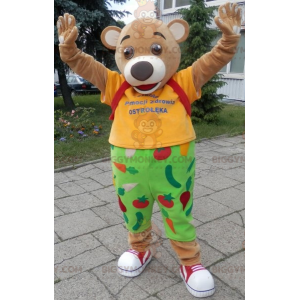 BIGGYMONKEY™-maskottiasu, jossa on keltainen ja vihreä ruskea