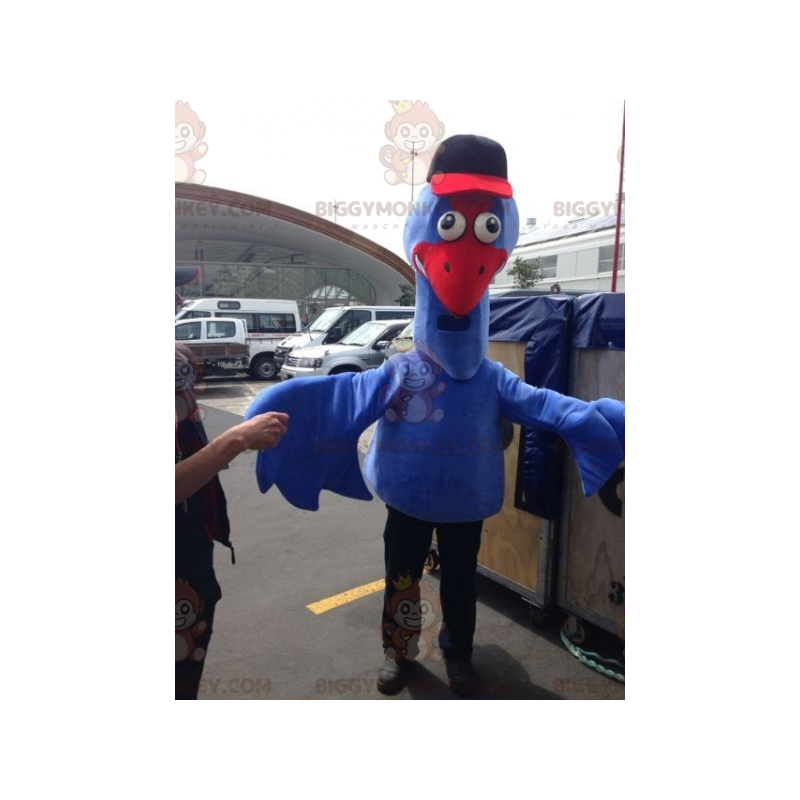 Costume da mascotte gigante blu e uccello rosso BIGGYMONKEY™. Costume da mascotte gigante blu e uccello rosso BIGGYMONKEY™.