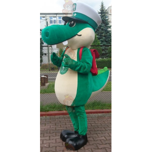 Kostým zeleného krokodýla BIGGYMONKEY™ maskota s kapitánskou