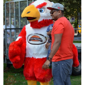 Giant Hairy Red and White Vulture BIGGYMONKEY™ Mascot Costume –
