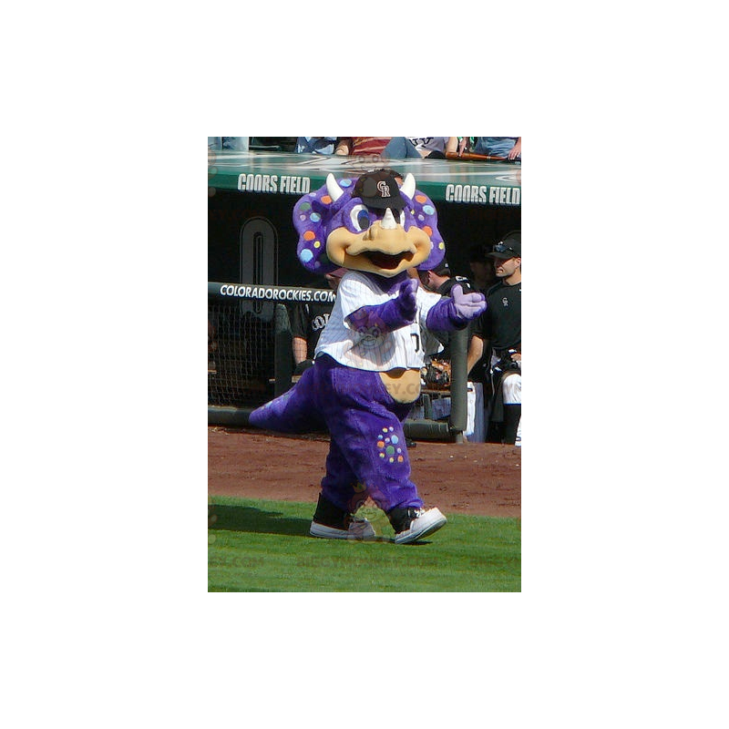 Costume de mascotte BIGGYMONKEY™ de dinosaure de dragon violet