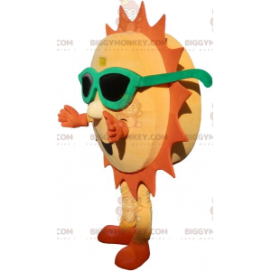 Keltainen ja oranssi aurinko BIGGYMONKEY™ maskottiasu
