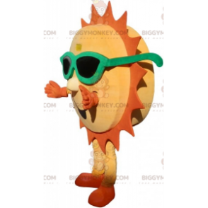 Κίτρινο και πορτοκαλί Sun στολή μασκότ BIGGYMONKEY™ με γυαλιά