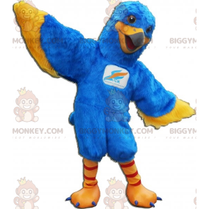Μπλε και κίτρινη στολή μασκότ BIGGYMONKEY™ Bird. Στολή μασκότ Eagle BIGGYMONKEY™ - Μασκότ πουλιών - BiggyMonkey.com
