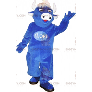 Blue and White Cow BIGGYMONKEY™ Mascot Costume. cow costume -