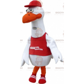 Traje de mascote de gaivota branca BIGGYMONKEY™ com babador e