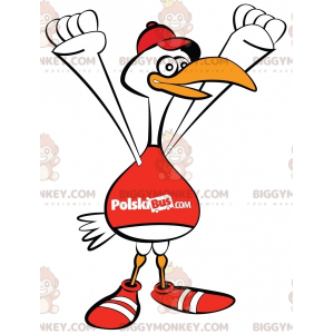 BIGGYMONKEY™ witte zeemeeuw mascottekostuum met slabbetje en